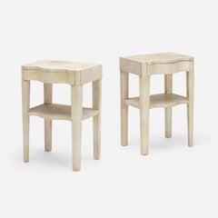 Samuel Marx Lacquered Vellum over Wood Nightstands, PAIR