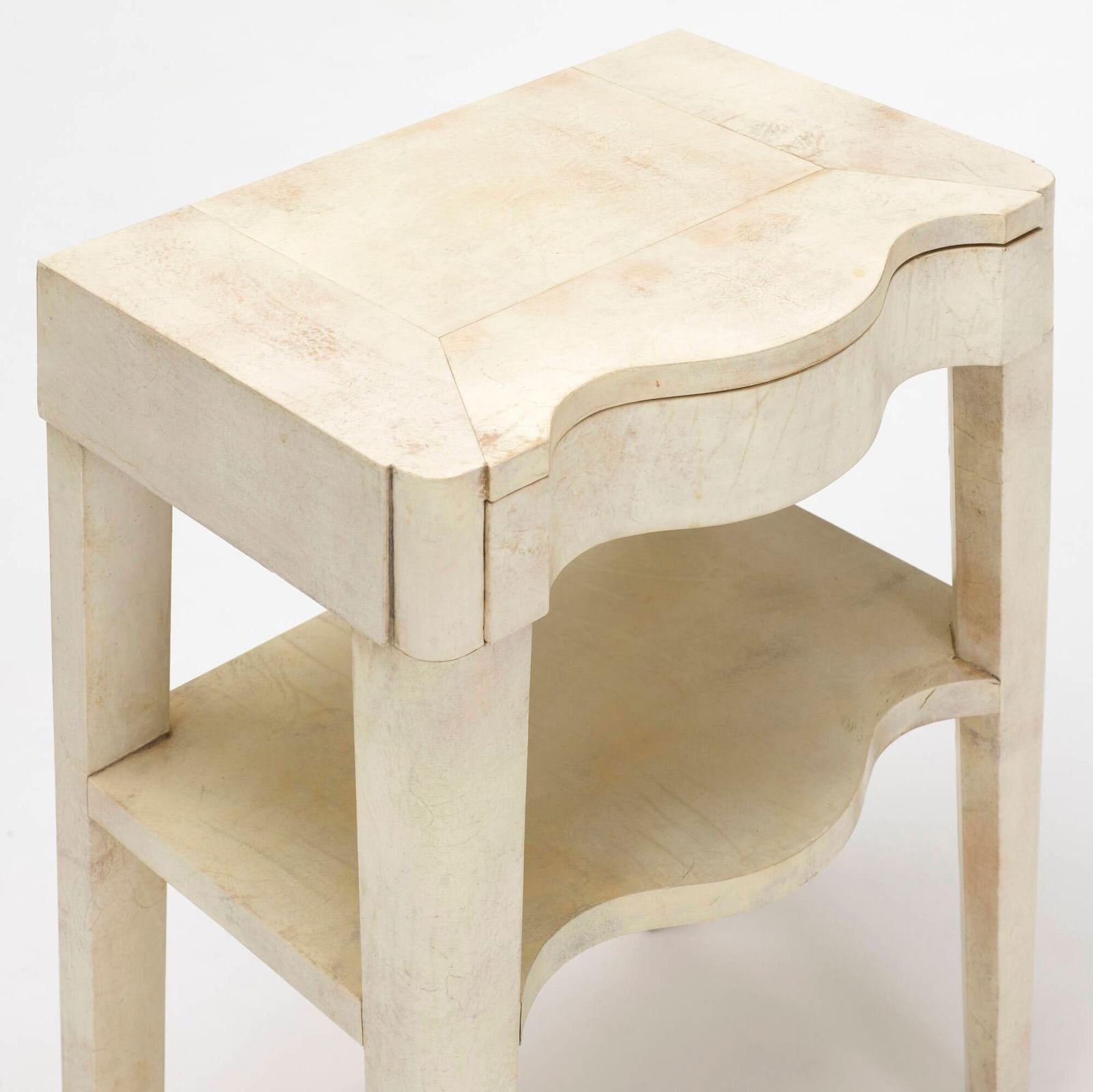 American Samuel Marx Lacquered Vellum over Wood Nightstands, PAIR For Sale