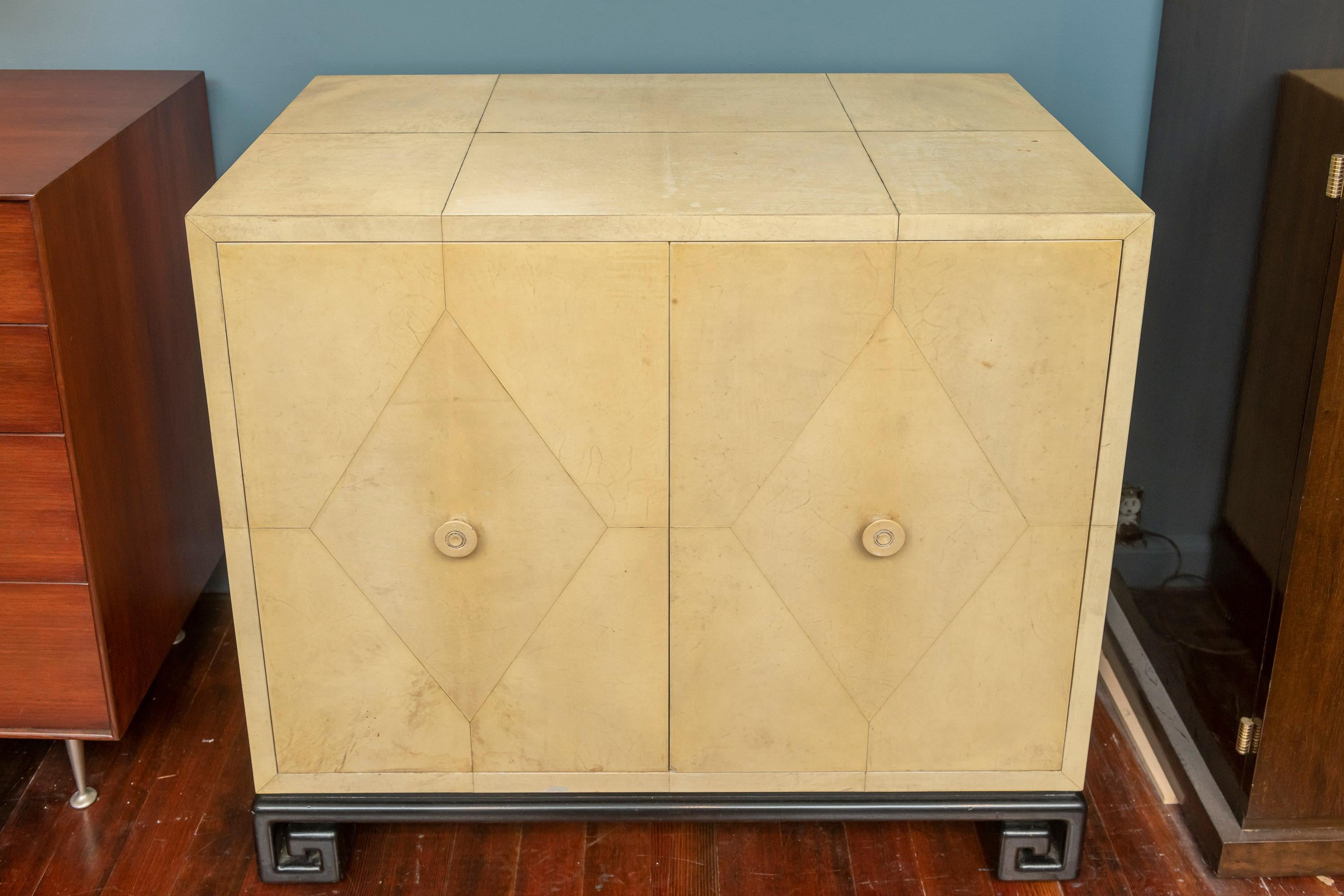 Mid-20th Century Samuel Marx Style Parchment Clad Cabinet