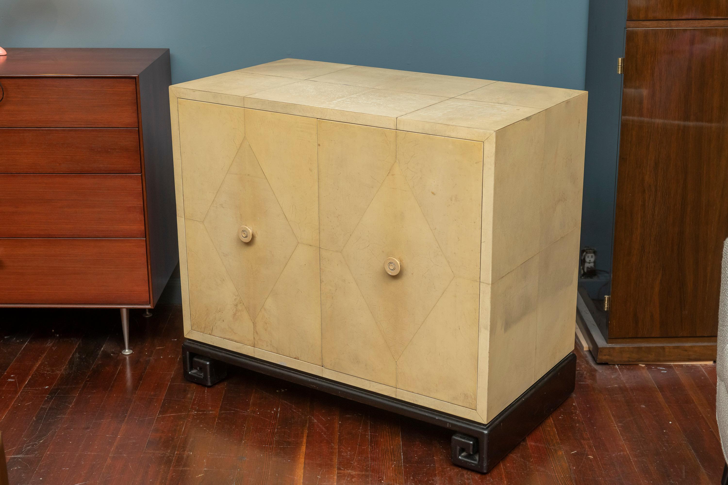 Samuel Marx Style Parchment Clad Cabinet 1