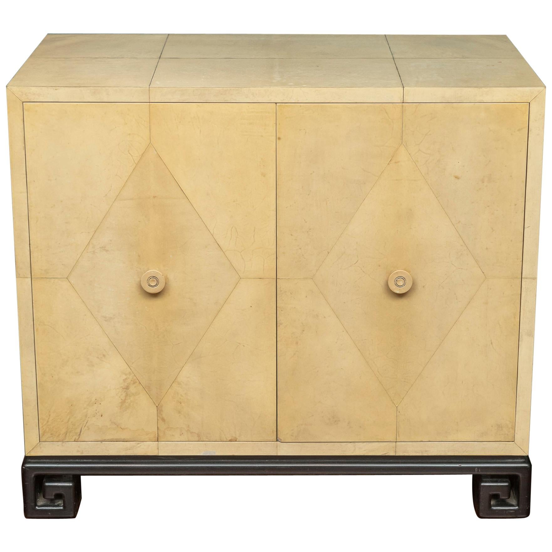 Samuel Marx Style Parchment Clad Cabinet
