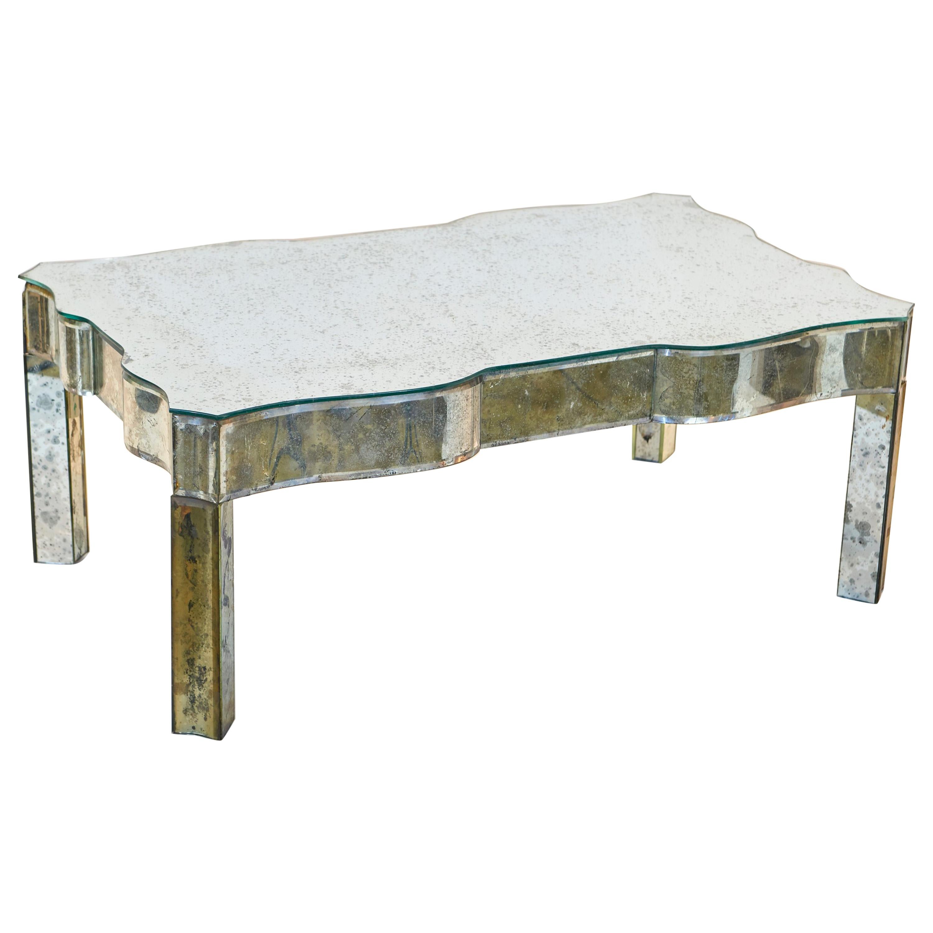 Samuel Marx Serpentine Mirrored Cocktail Table For Sale
