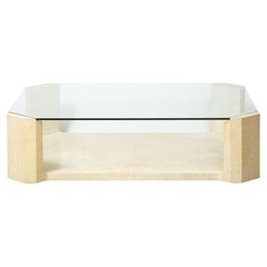 Samuel Marx Style Parchment and Glass Coffee Table