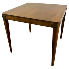 Samuel Marx Style square Table with Tapered Legs and Brass Details on Corners