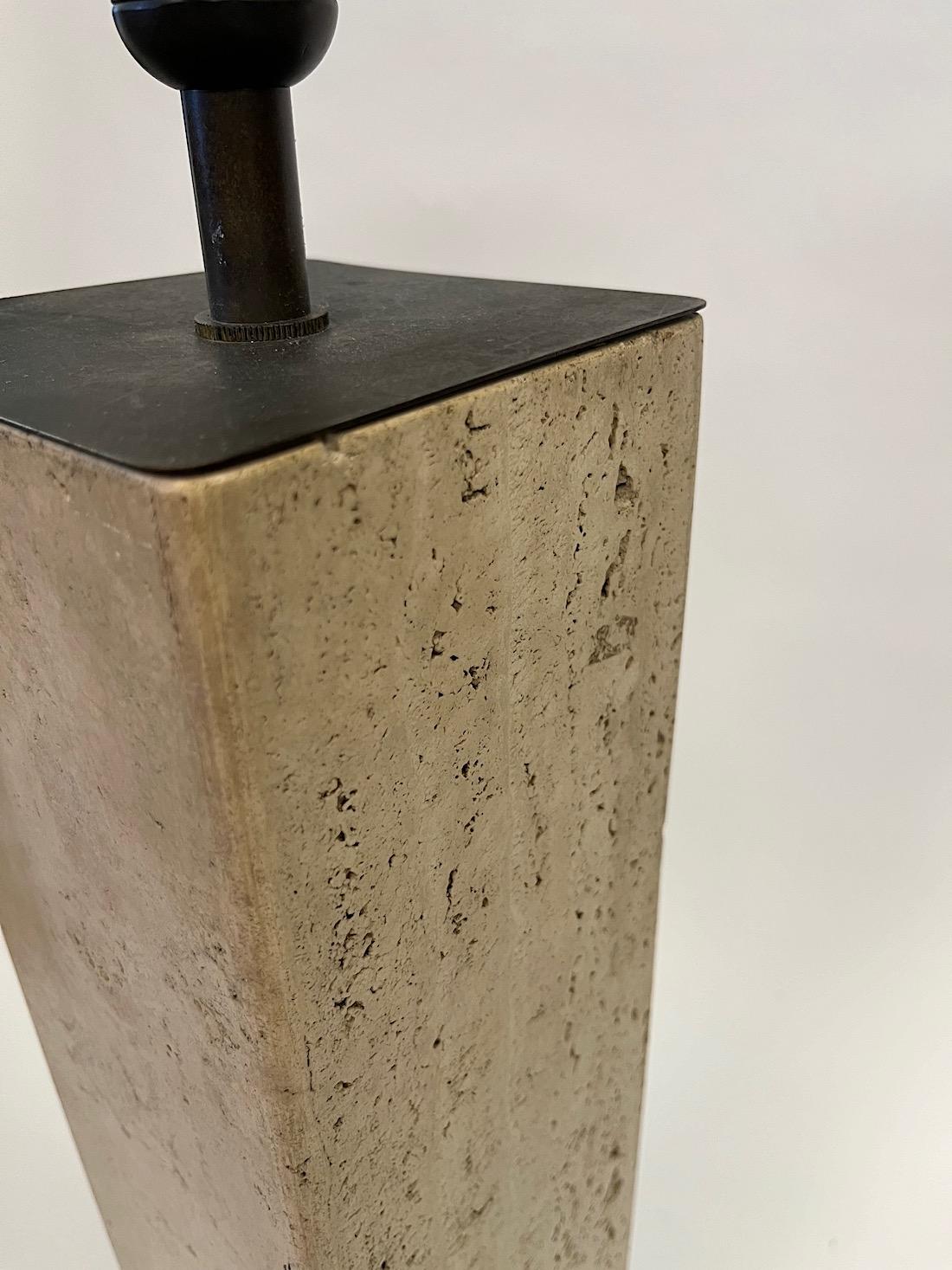 Mid-20th Century Samuel Marx Travertine Stone Table Lamp For Sale