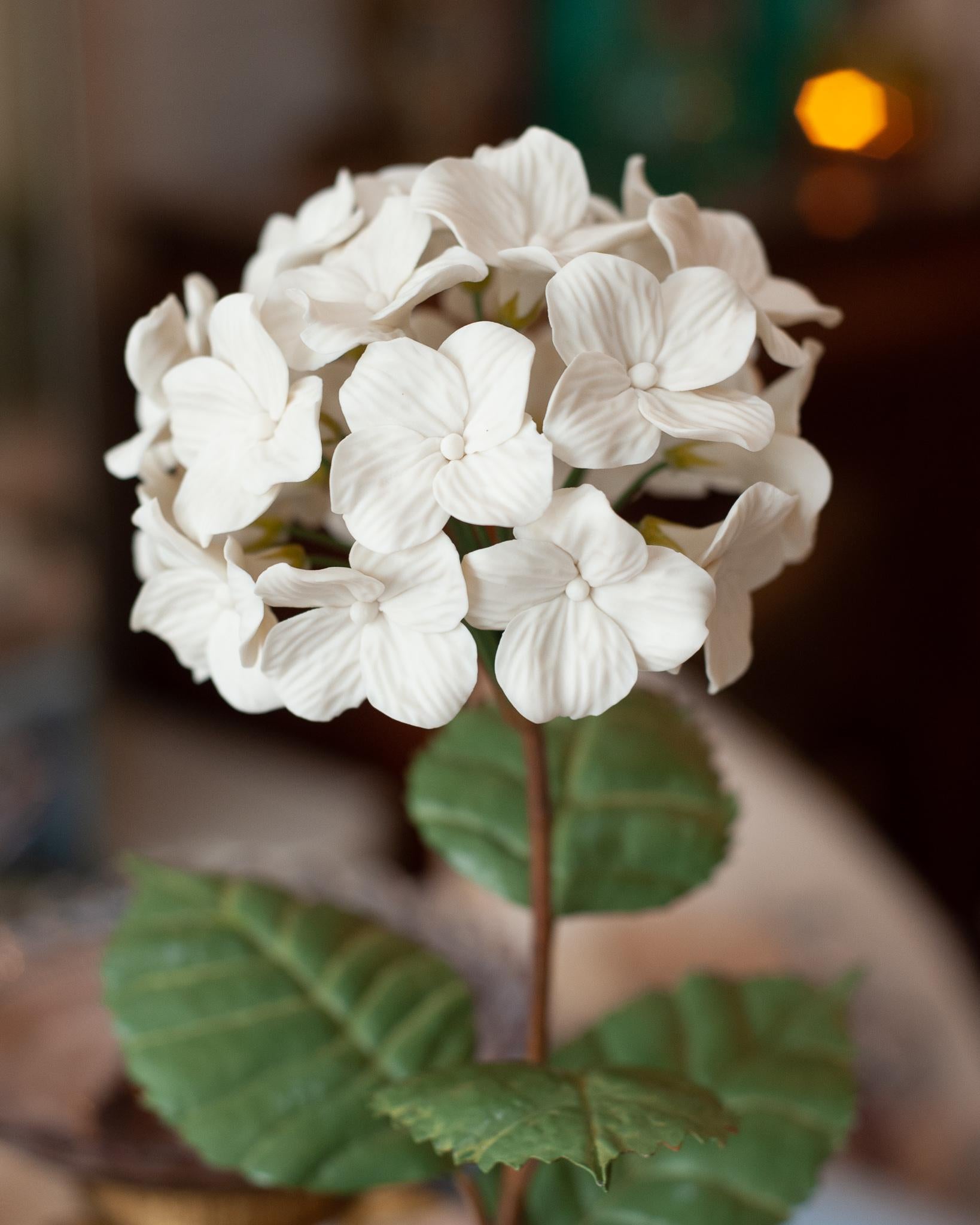 Contemporary Samuel Mazy Biscuit Porcelain White Hydrangea Flower Sculpture For Sale