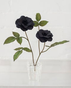 Samuel Mazy Black Porcelain Rosebush Sculpture