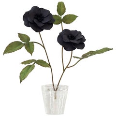 Samuel Mazy Black Porcelain Rosebush Sculpture