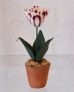 Samuel Mazy Pink, White and Green Porcelain Tulip Sculpture