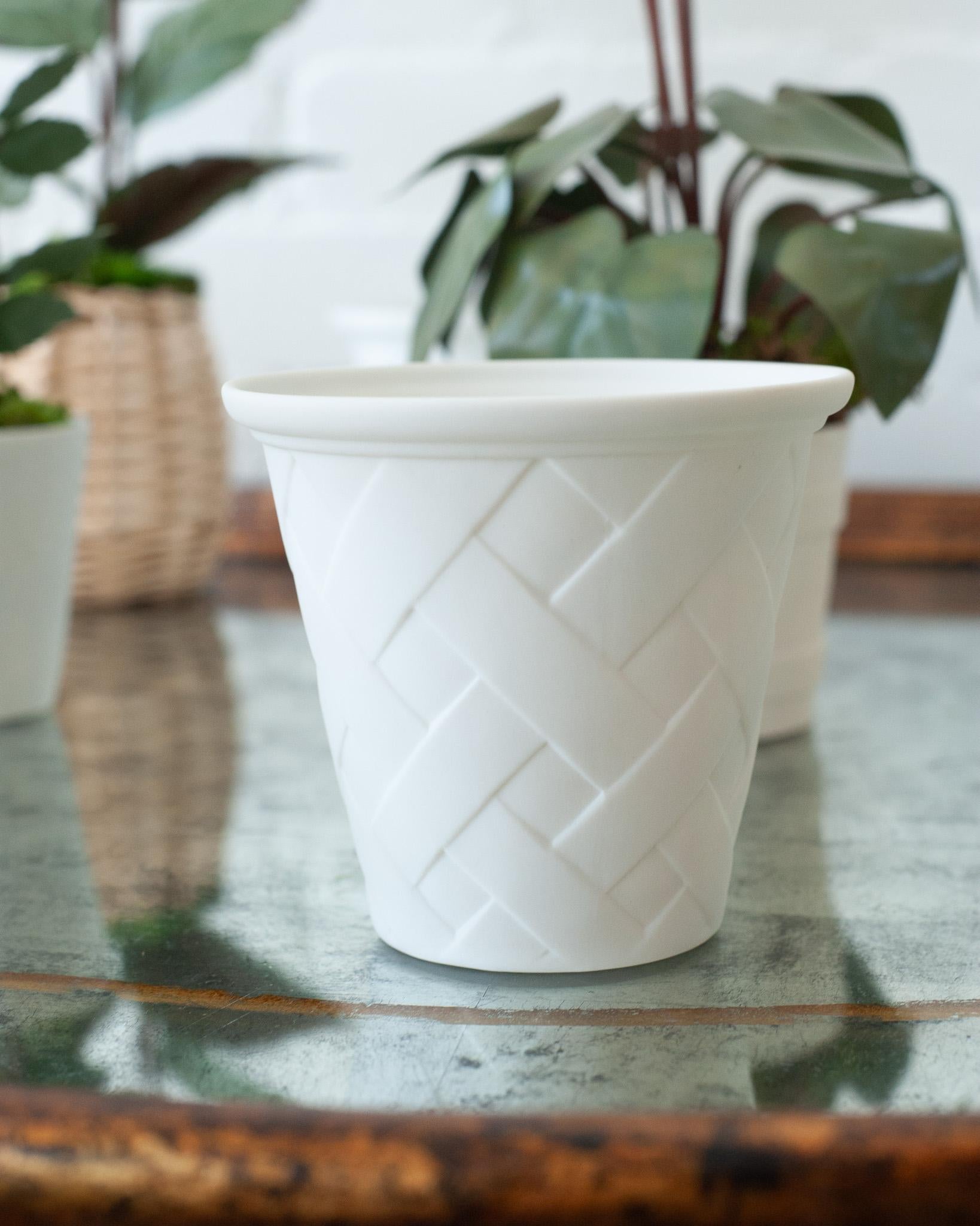 French Samuel Mazy White Biscuit Porcelain Lattice Pot For Sale