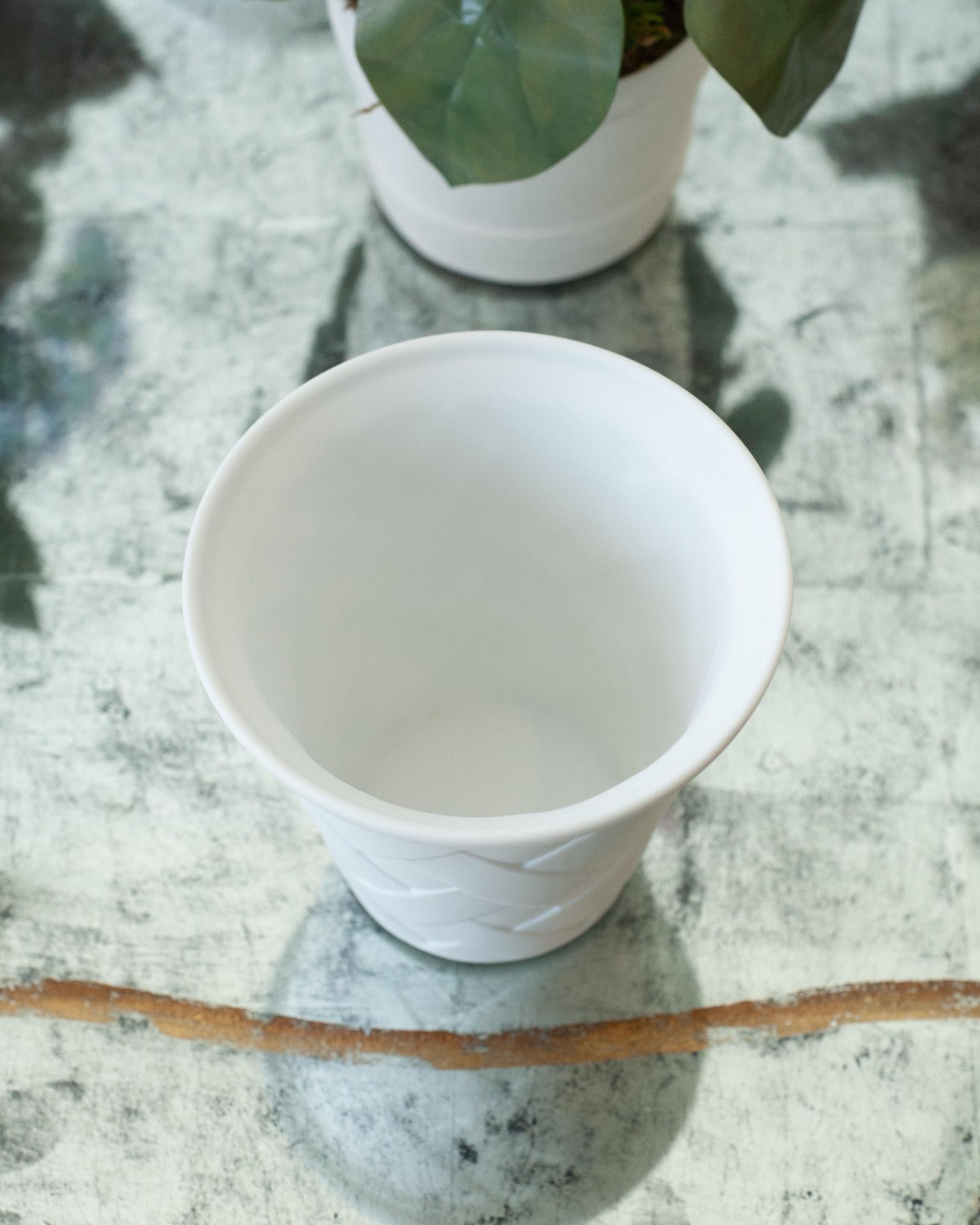 Contemporary Samuel Mazy White Biscuit Porcelain Lattice Pot For Sale