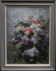 Hydrangeas - British impressionist floral still life oil Victorian artist