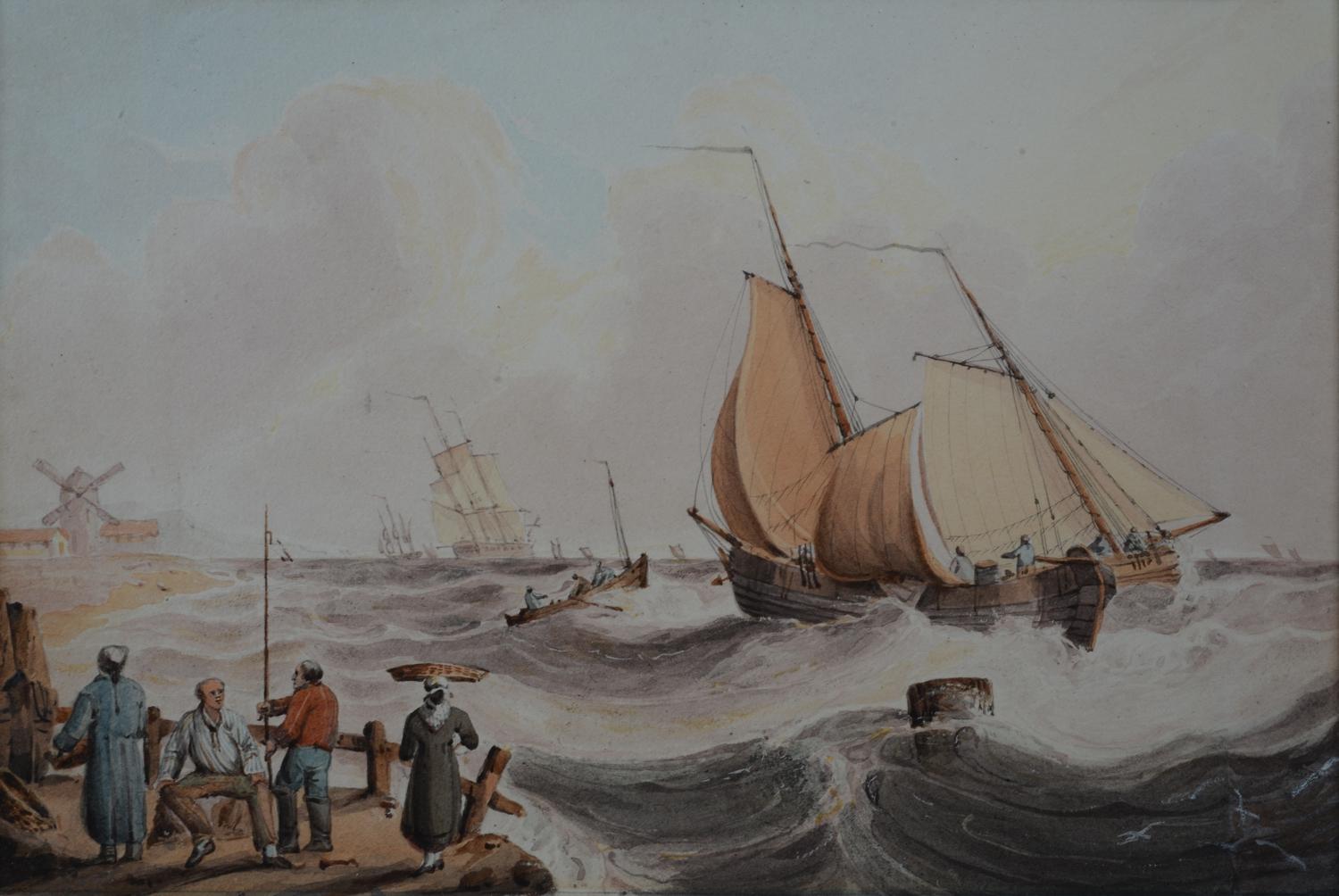 Samuel Owen Landscape Painting - "Off the Dutch Coast"