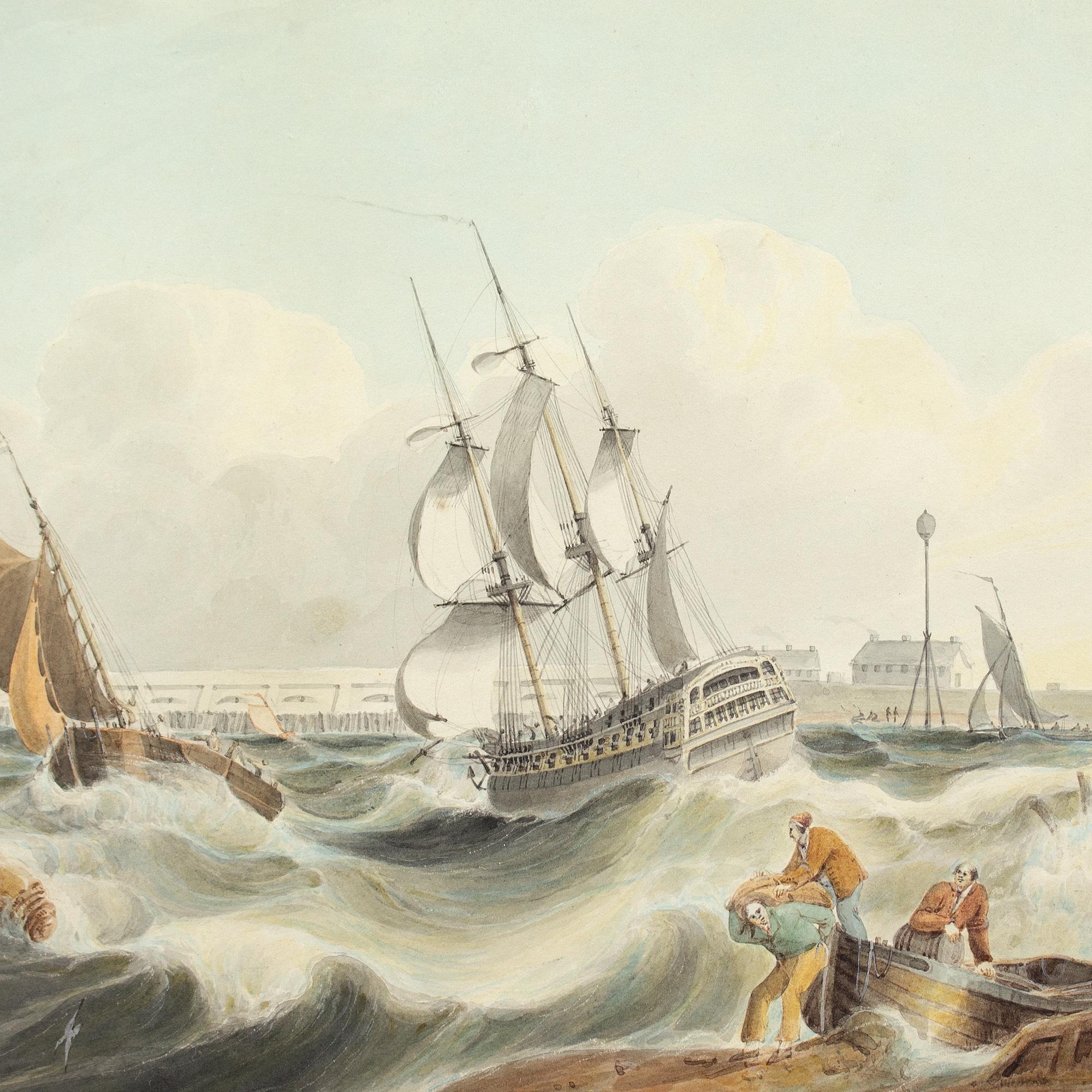Samuel Owen (zugeschrieben), Einfahrt in den Hafen von Portsmouth im Angebot 8