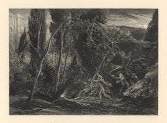 Antique (after) Samuel Palmer - "The Brothers discovering the Palace of Comus" 