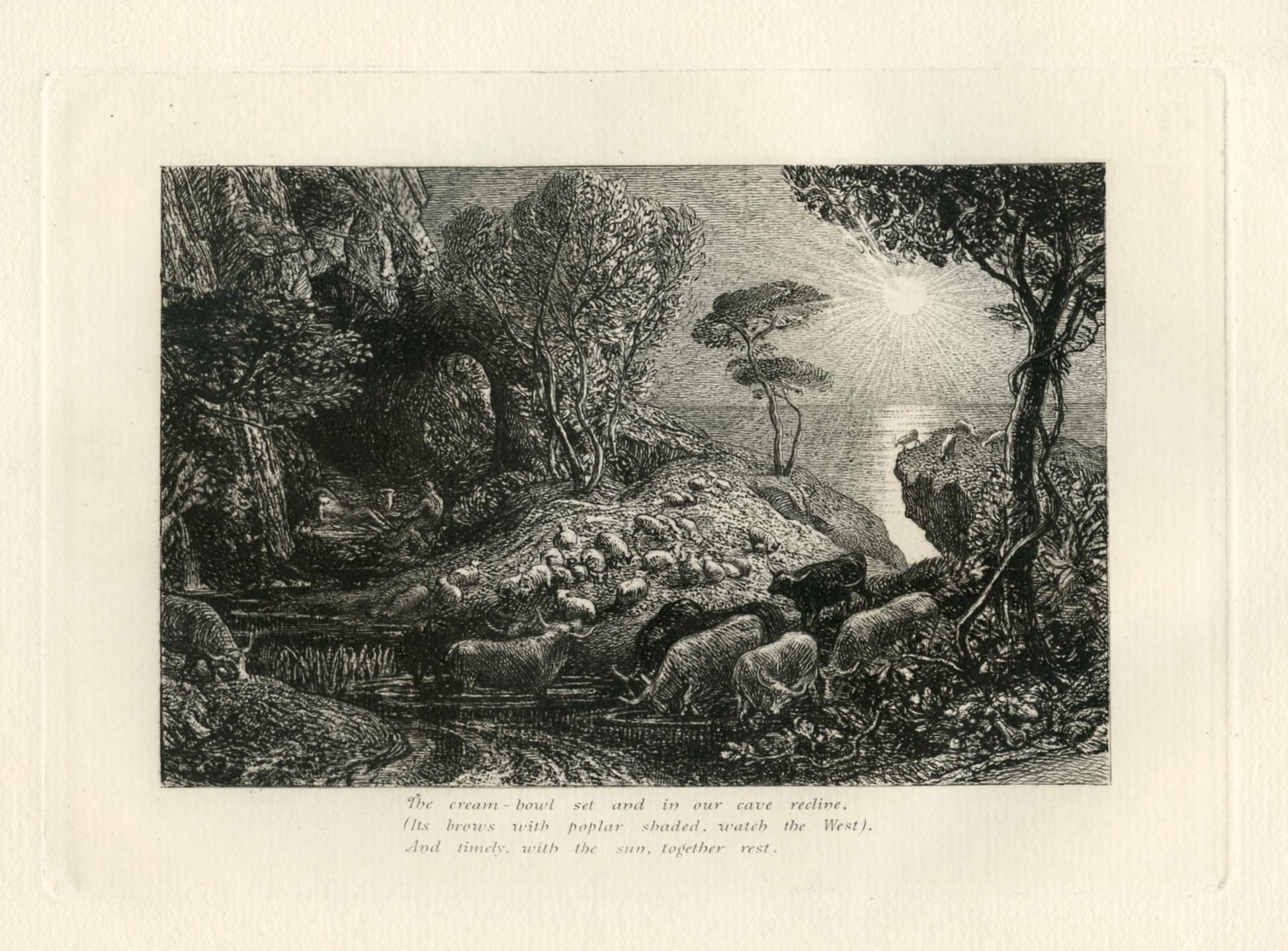 "Moeris and Galatea" Eclogue 9 original etching - Print by Samuel Palmer (b.1805)