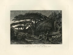 Antique "The Cypress Grove" Eclogue 5 original etching