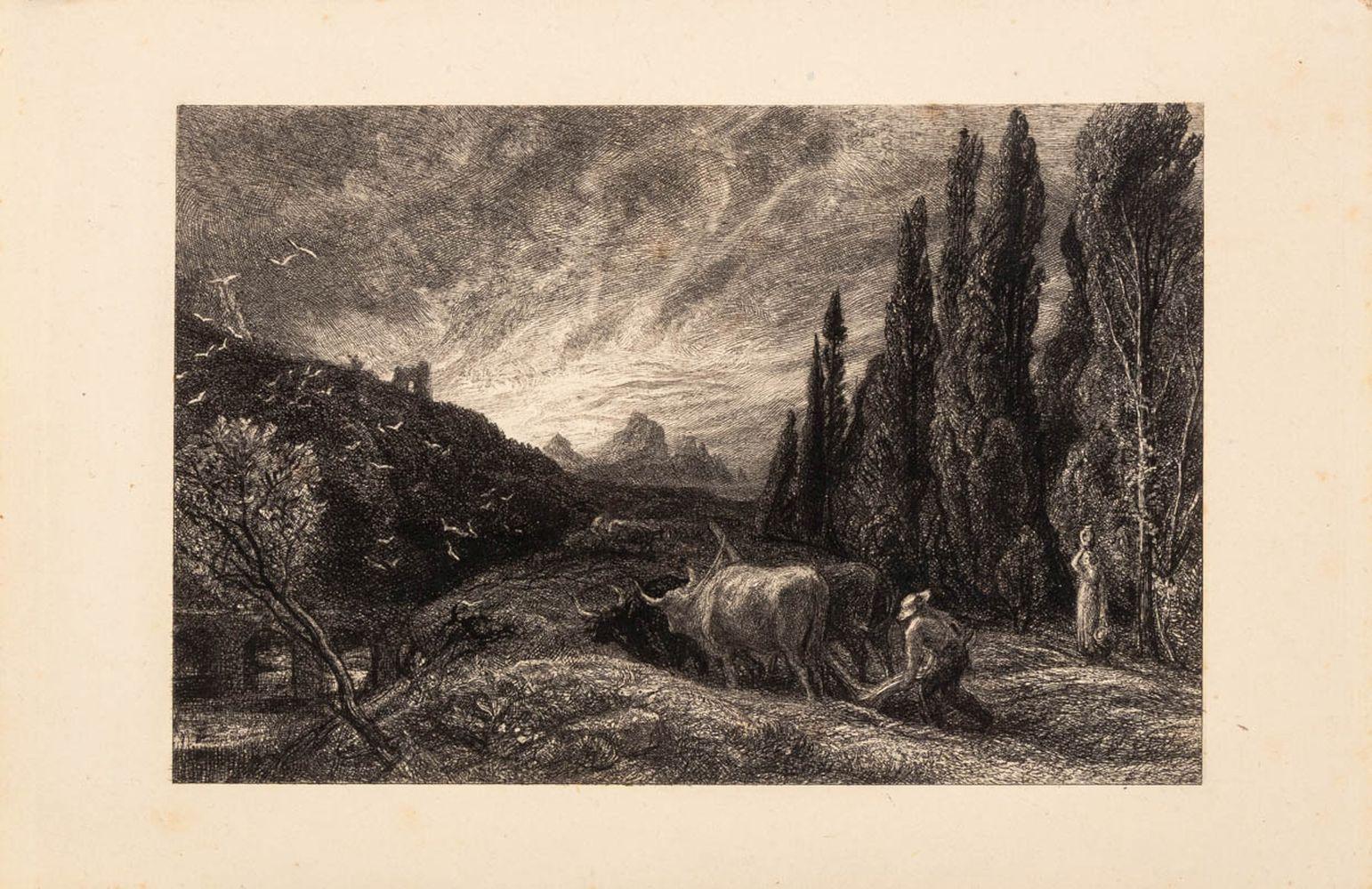 Samuel Palmer (b.1805) Landscape Print - "The Early Ploughman"