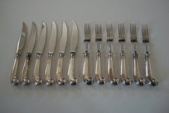 SAMUEL PEACE - Messer und Gabeln mit Pistolengriff aus Silberblech - Großbritannien - Anfang des 20.