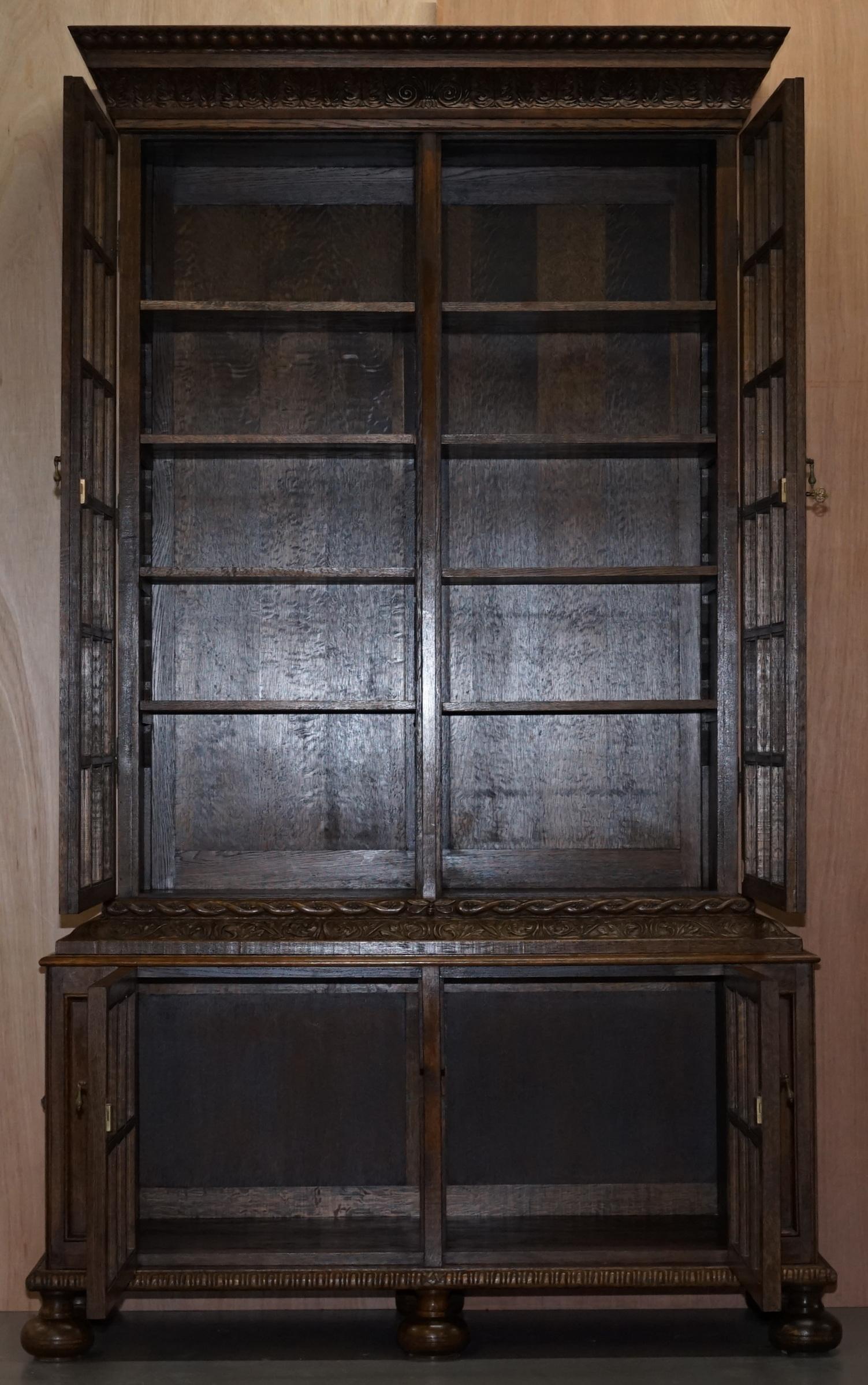 English Samuel Pepys 1666 Oak Library Bookcases Pair High Provenance Carved by Forsyth