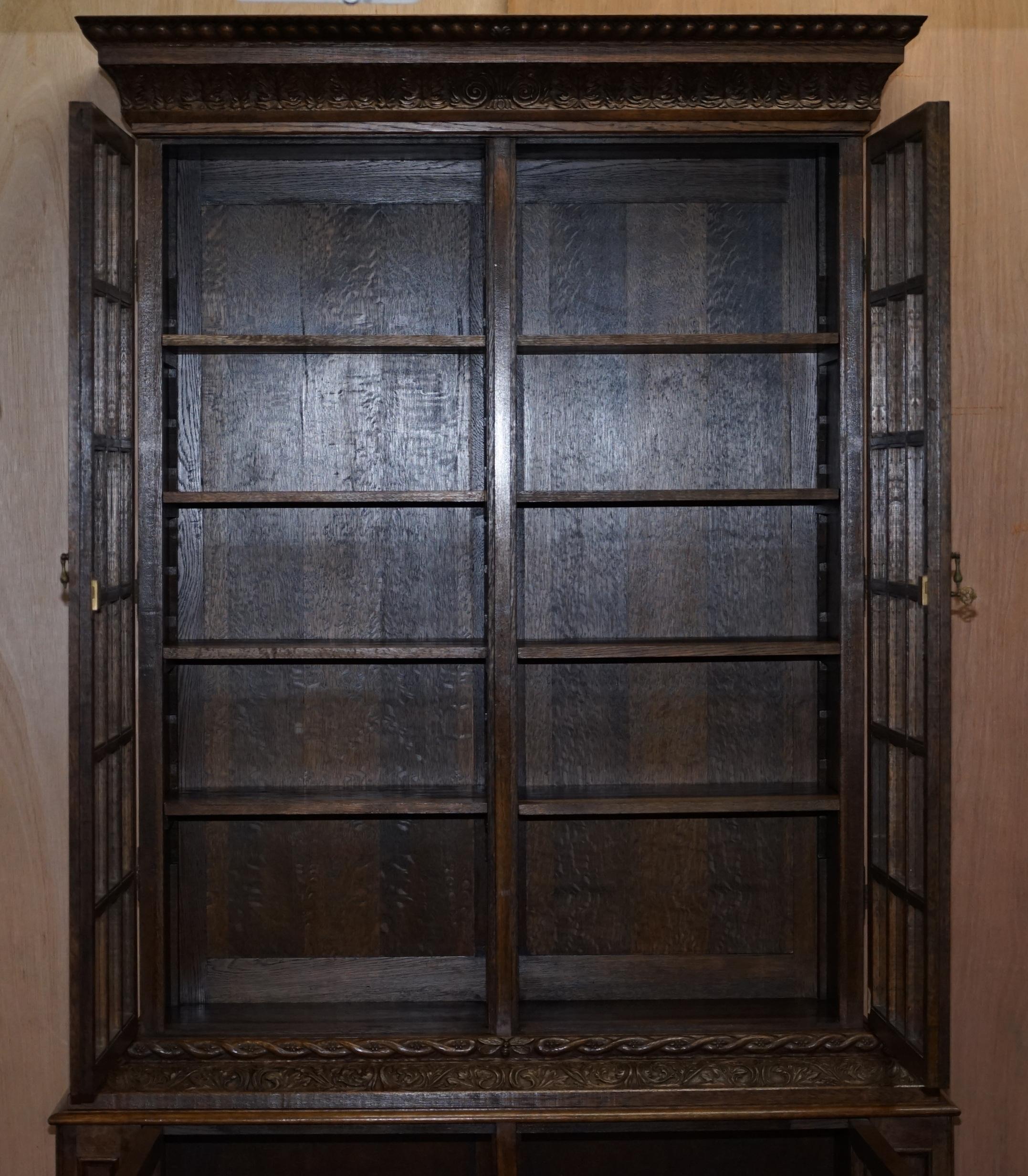 Hand-Crafted Samuel Pepys 1666 Oak Library Bookcases Pair High Provenance Carved by Forsyth