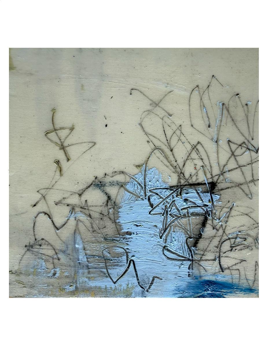 pencils and pages #11 (mixed media on canvas 6"x6")