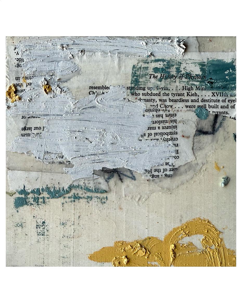 pencils and pages #12 (mixed media on canvas 6"x6")