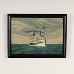 Antique English Painting of the Steamship Bristol by Samuel Pickford