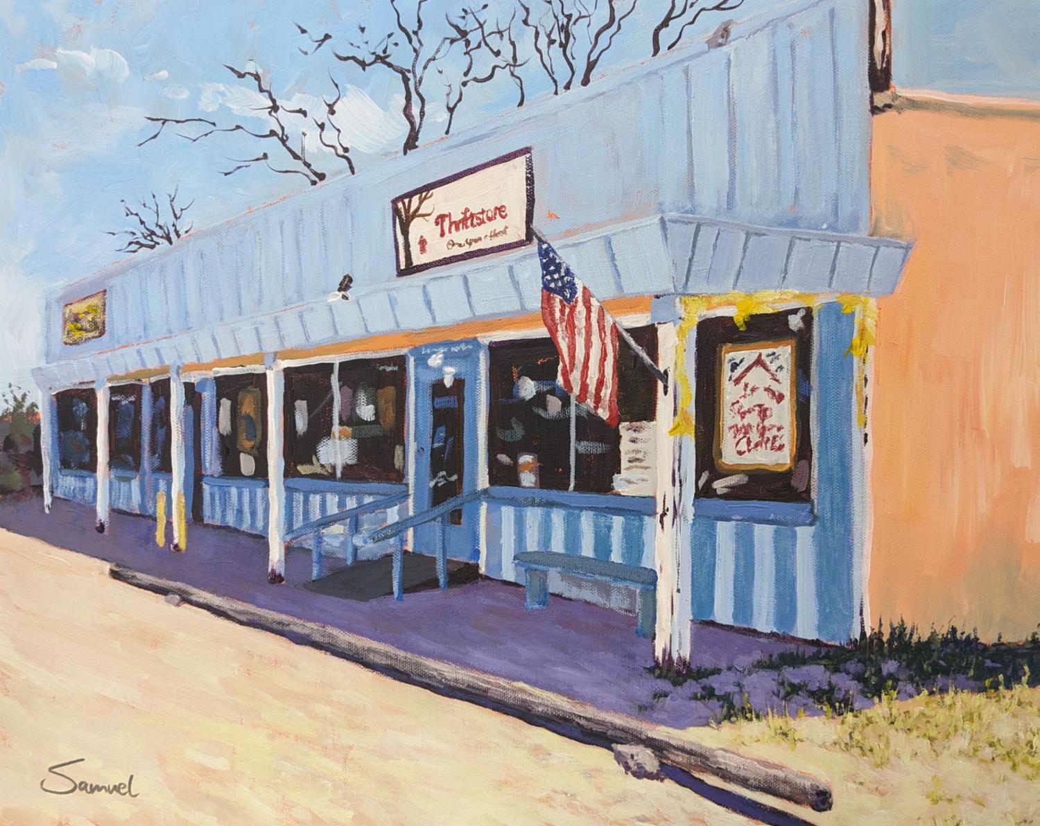 Thriftstore in Anza, Original Painting - Art by Samuel Pretorius