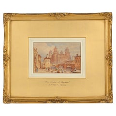 Samuel Prout, aquarelle encadrée « The Castle of Ferara » (Le château de Ferara)