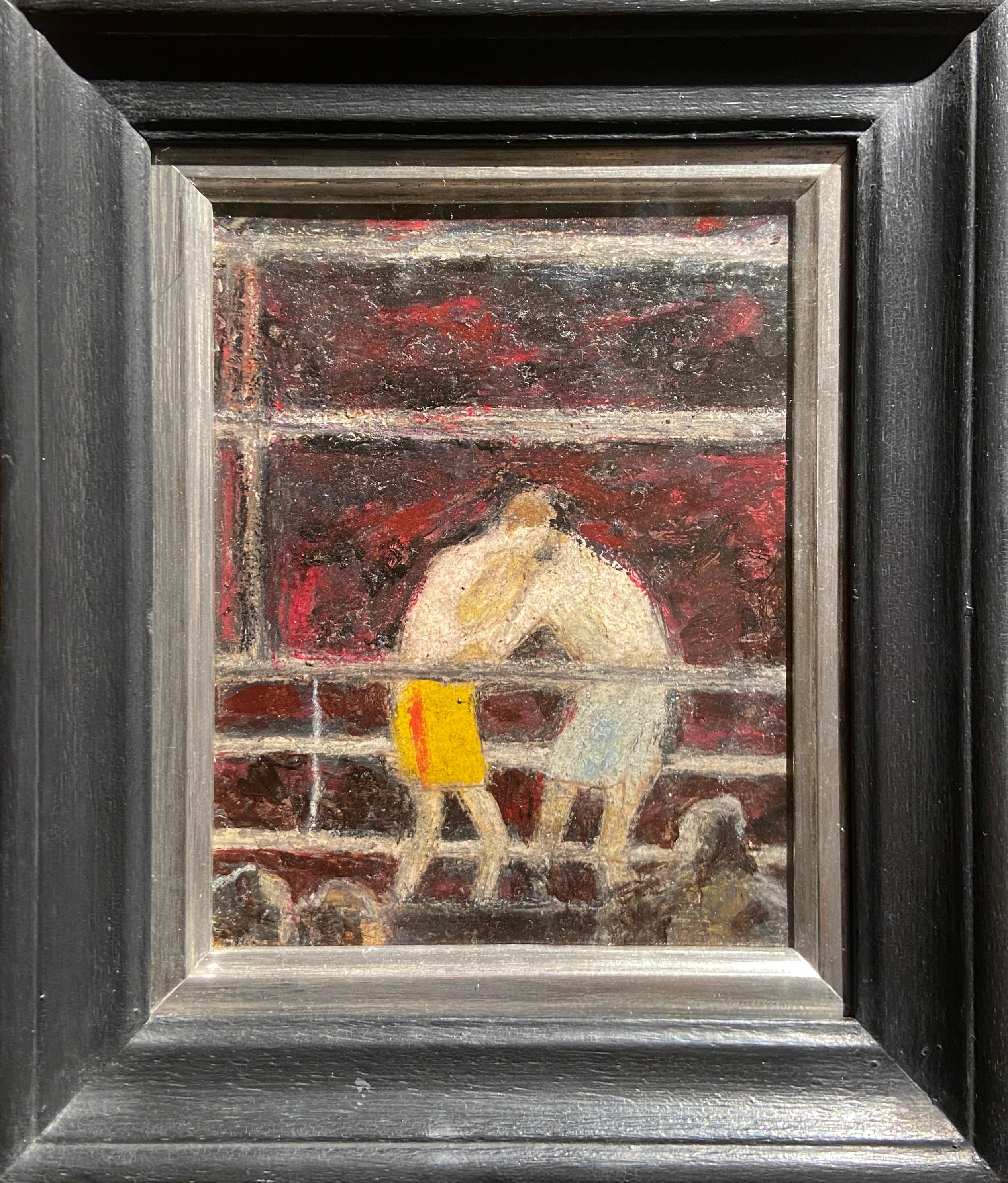 The Clinch, 20th Century Boxing Artwork, Mixed Media - Painting by Samuel Rabin