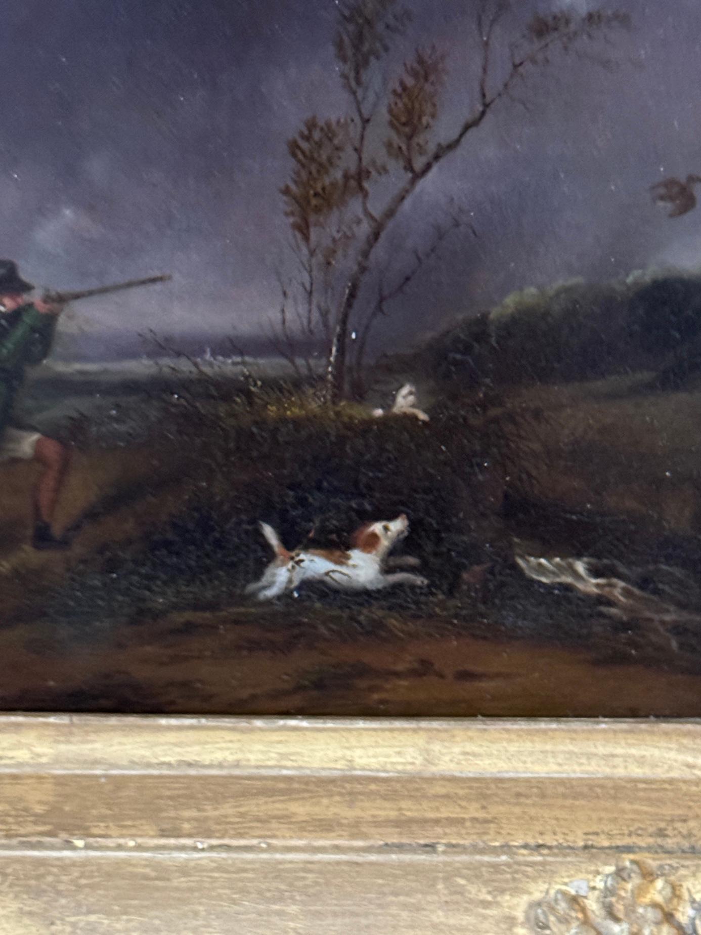 19th century English landscape with man and dogs out shooting birds For Sale 2