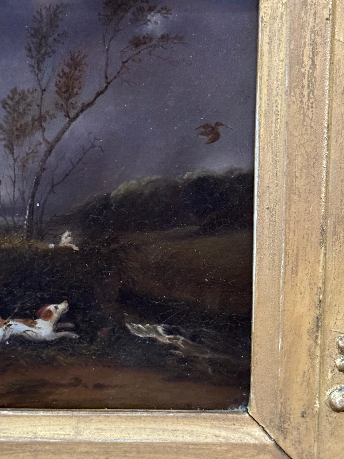 19th century English landscape with man and dogs out shooting birds For Sale 4