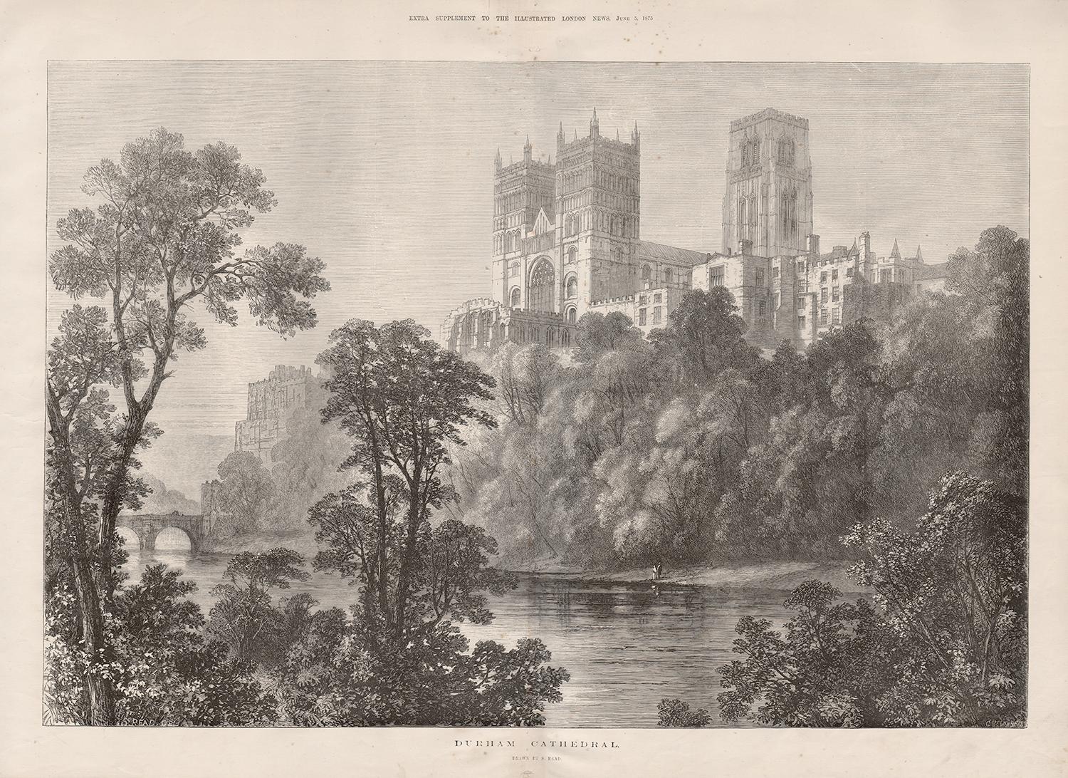 Durham Cathedral, C19th English topographical engraving, by Samuel Read, 1873