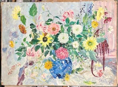 Large Bold Modernist Floral Bouquet Impasto Oil Painting Flowers Samuel Rothbort