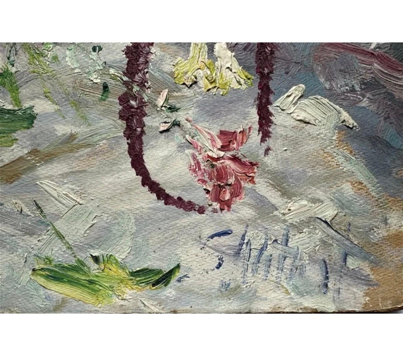 Large Bold Modernist Floral Bouquet Impasto Oil Painting Flowers Samuel Rothbort For Sale 4