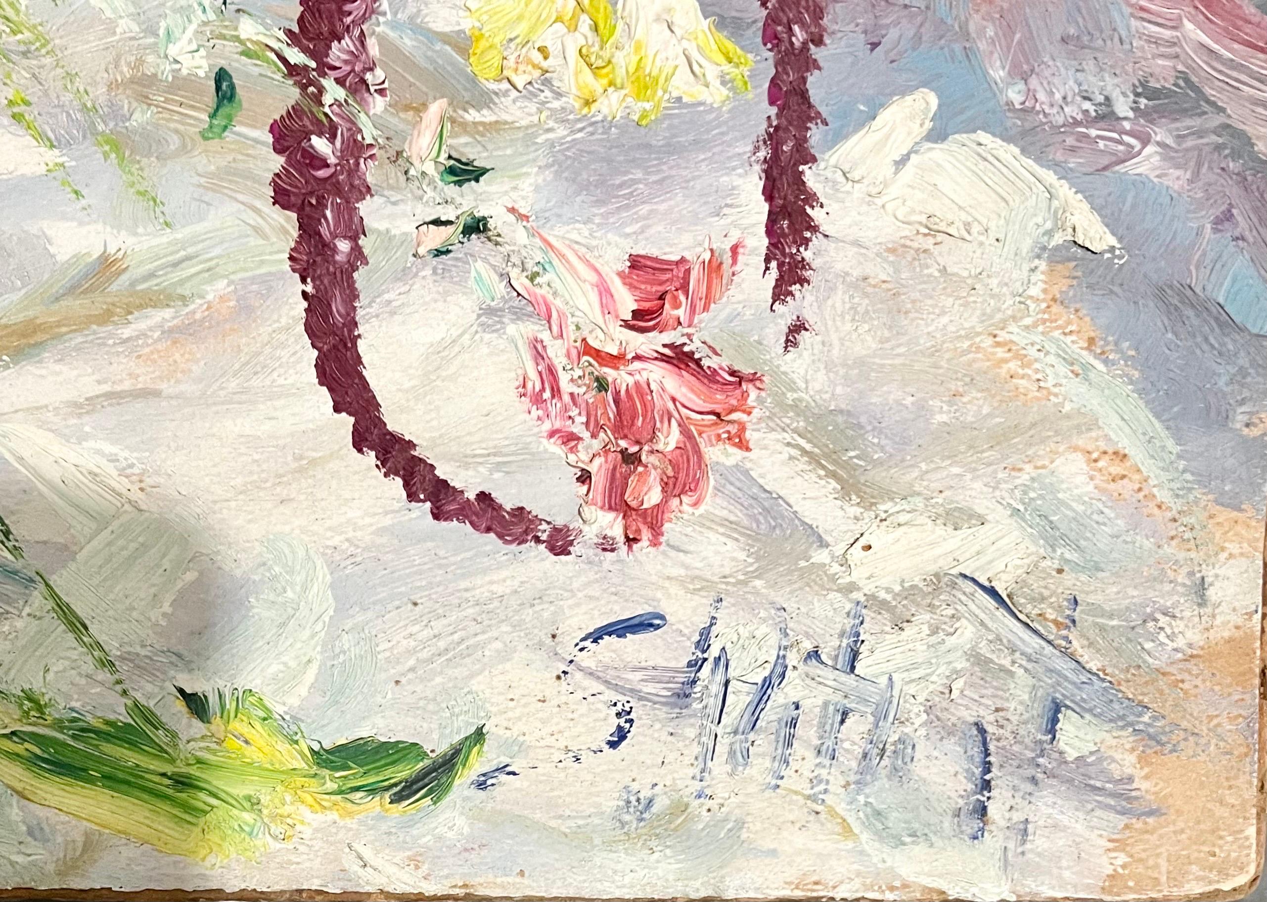 Large Bold Modernist Floral Bouquet Impasto Oil Painting Flowers Samuel Rothbort For Sale 7