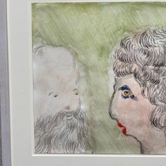Samuel Rothbort, 1882-1971, “Woman with Red Lips” Watercolor Paper Painting