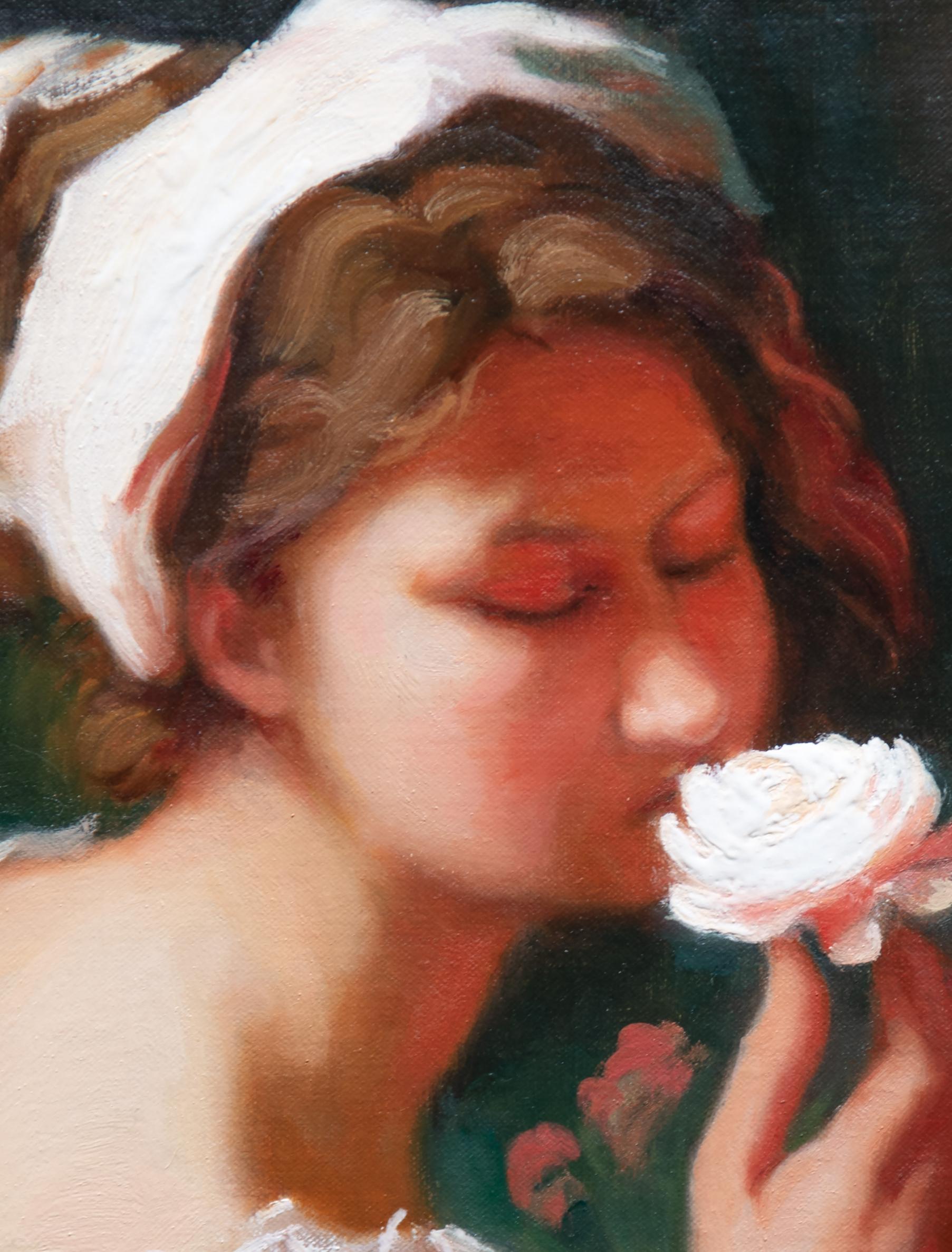Weiße Rosen  Öl   Akademie Florenz   Öl   The Enchanting Fragrance of Roses im Angebot 2
