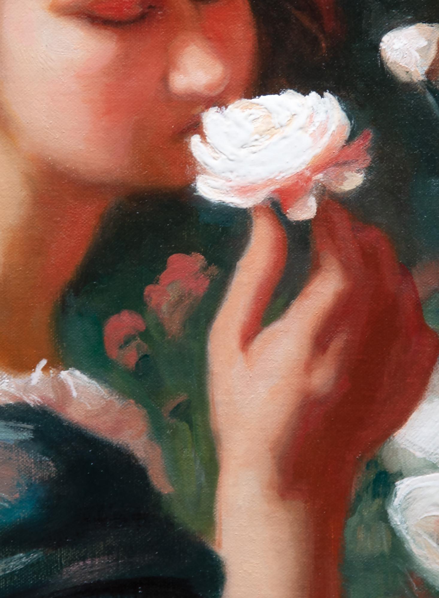 Weiße Rosen  Öl   Akademie Florenz   Öl   The Enchanting Fragrance of Roses im Angebot 3