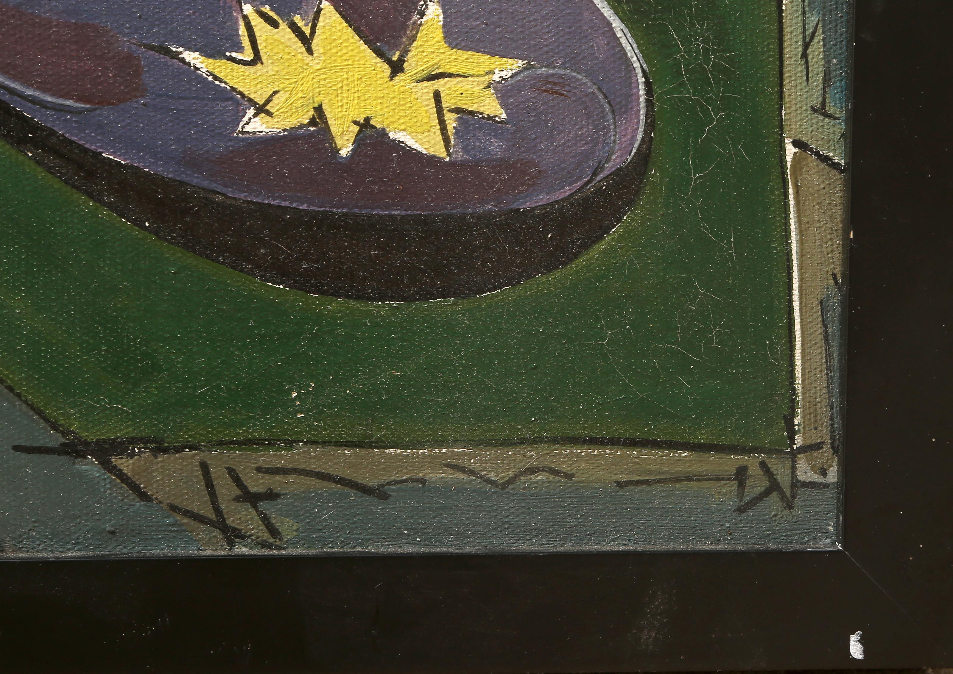 La Louche, Nature morte cubiste, huile sur toile de Saint-Maur - Painting de Samuel Saint-Maur