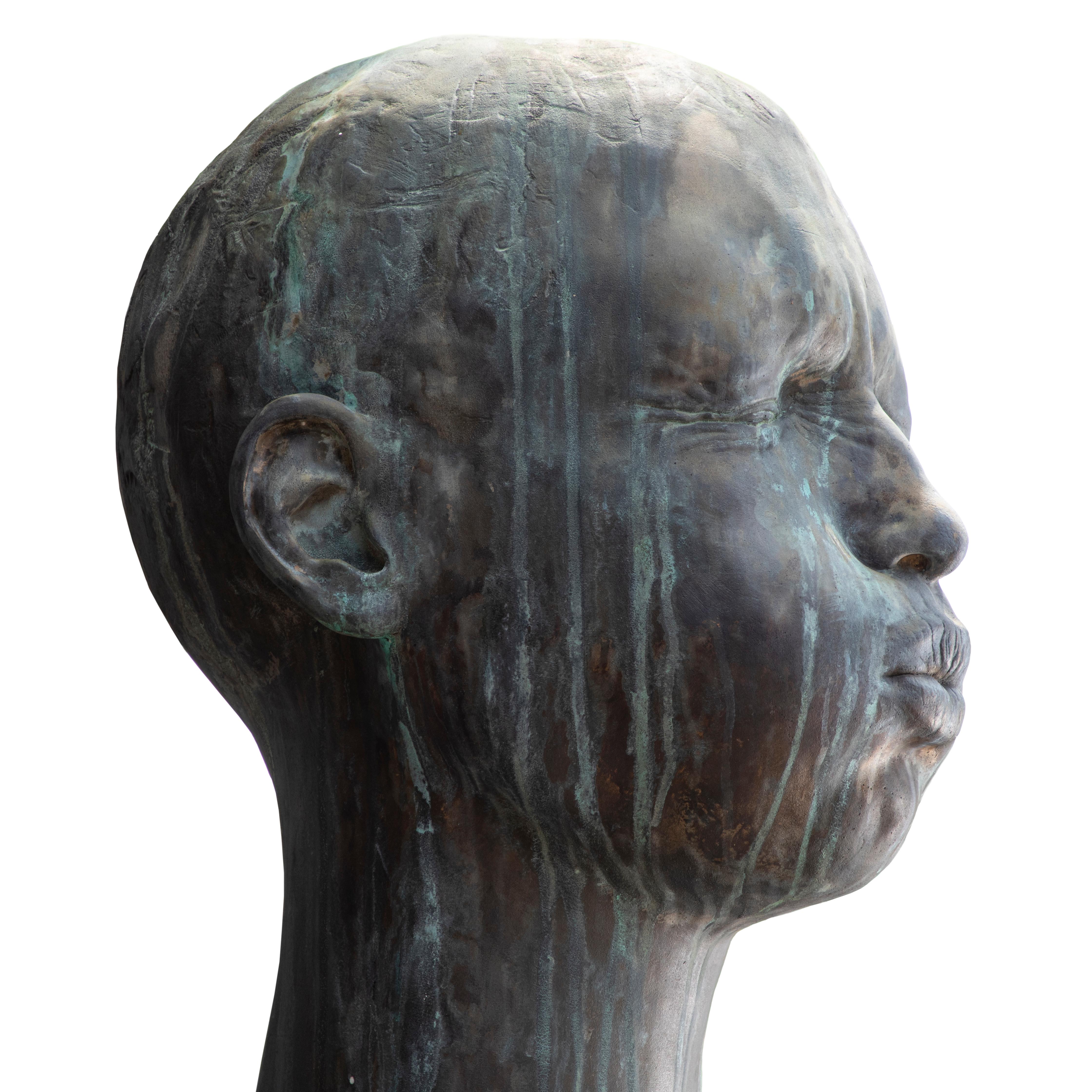Soffiatore di bronzo, 2011 - Figurative Sculpture Oro di Samuel SALCEDO