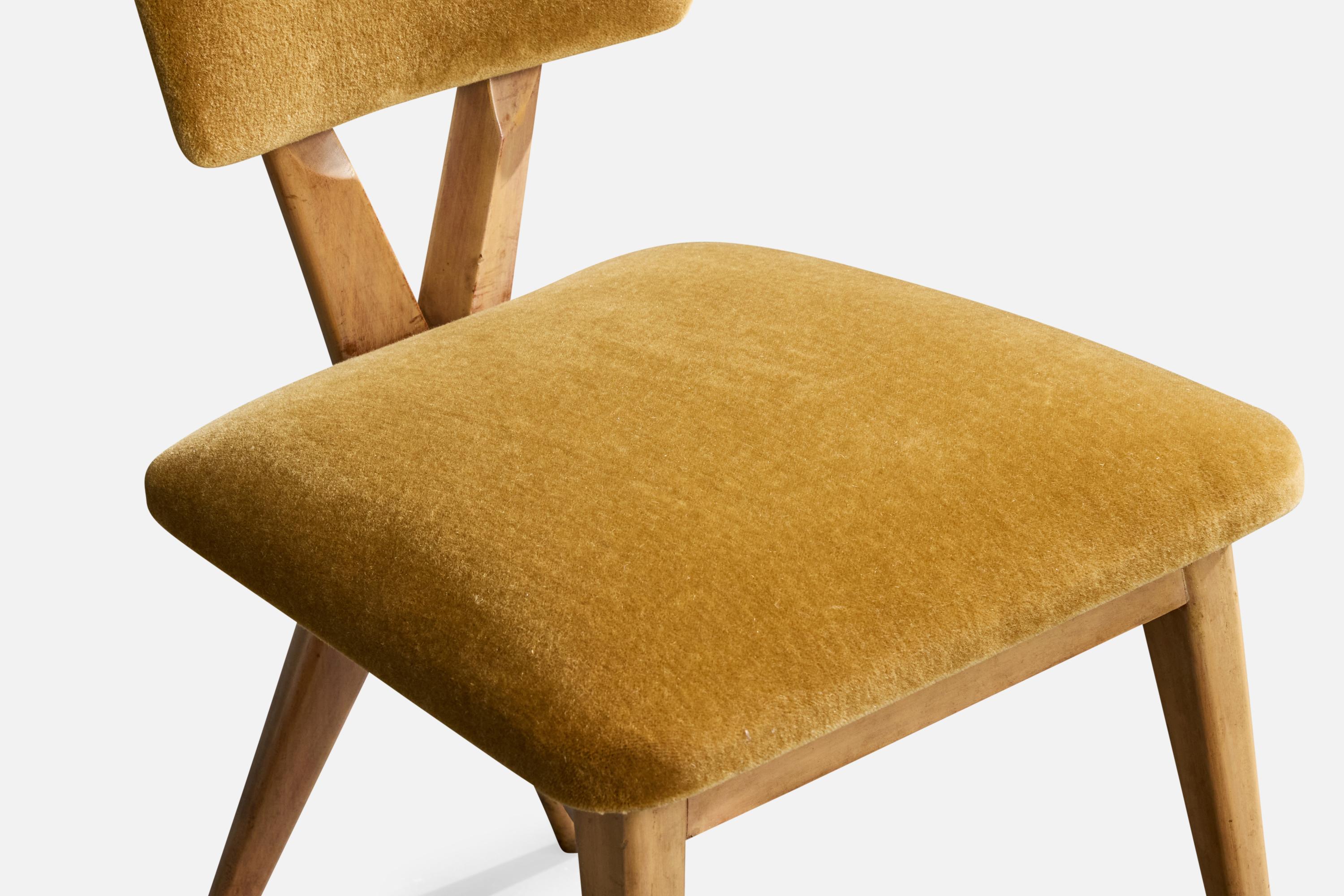 Samuel Shulman, chaise d'appoint, Wood Wood, Velvet, Brésil, années 1950 en vente 3