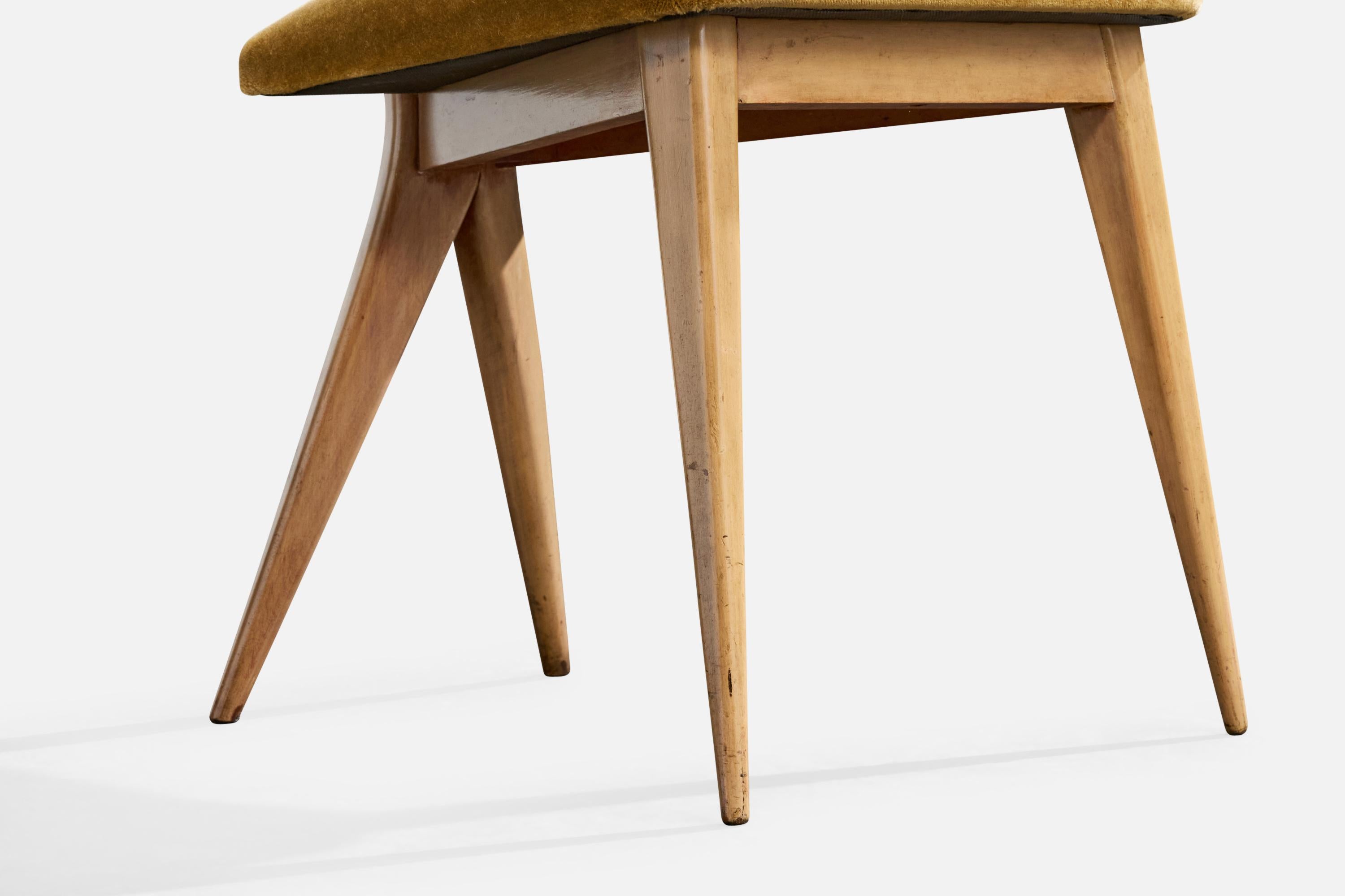 Samuel Shulman, chaise d'appoint, Wood Wood, Velvet, Brésil, années 1950 en vente 4