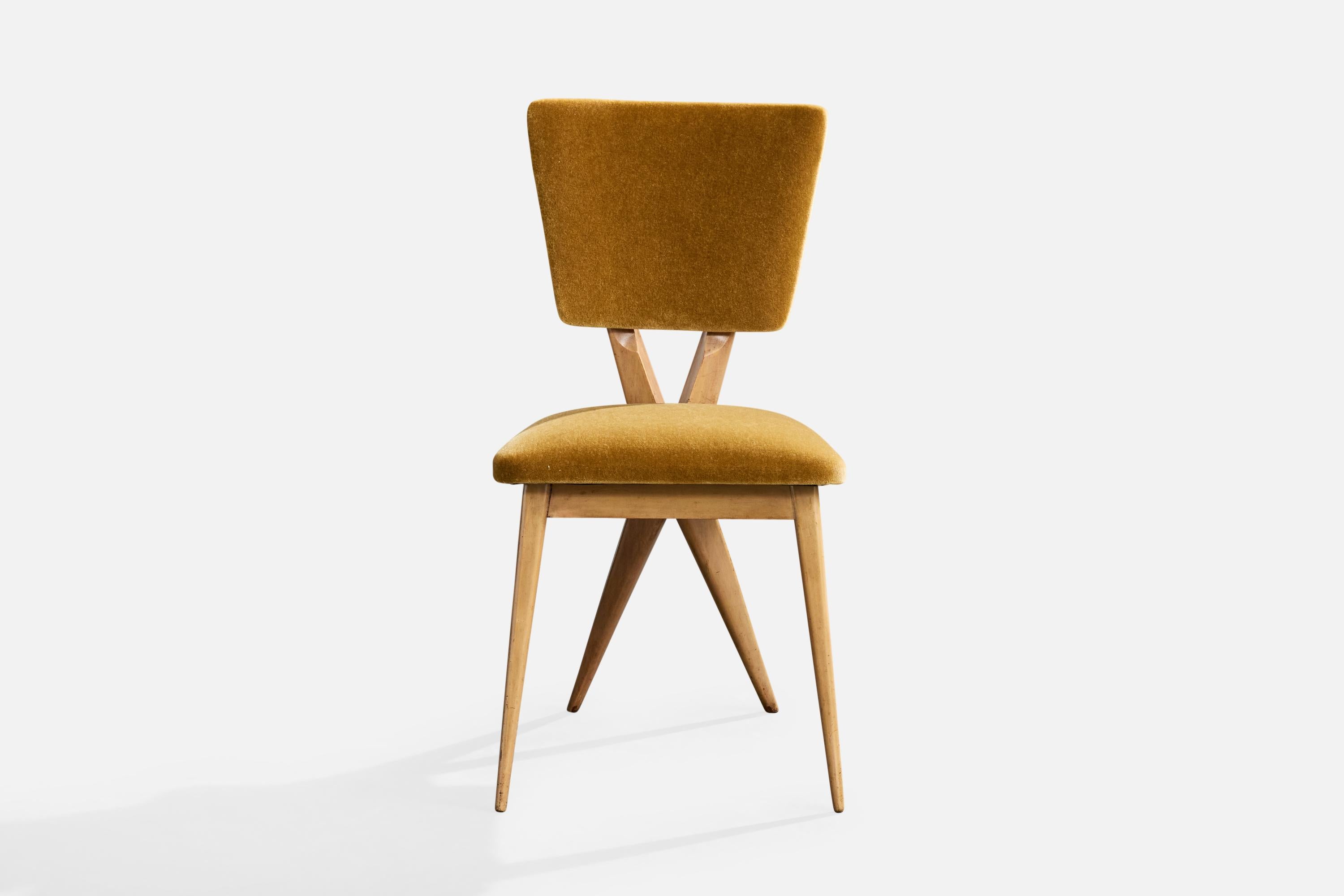 Mid-Century Modern Samuel Shulman, chaise d'appoint, Wood Wood, Velvet, Brésil, années 1950 en vente