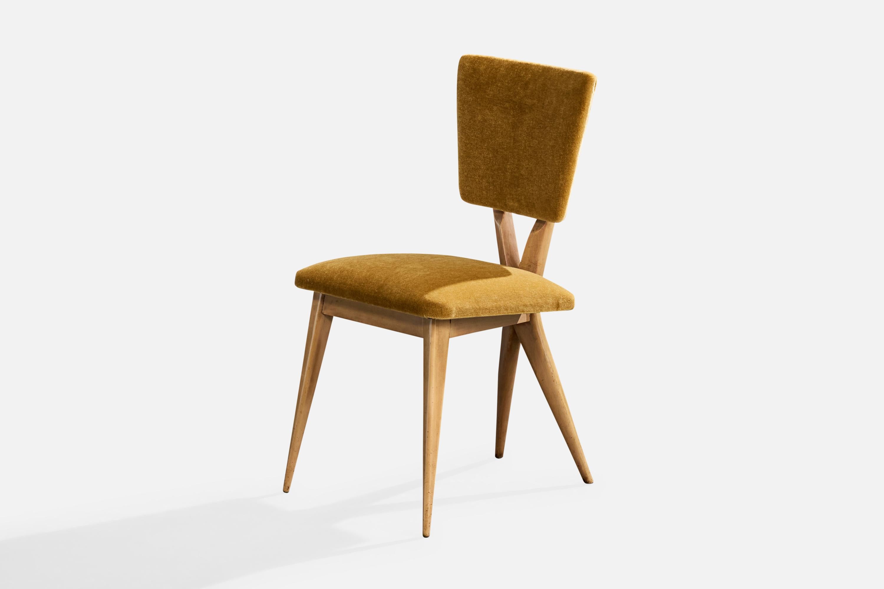 Brésilien Samuel Shulman, chaise d'appoint, Wood Wood, Velvet, Brésil, années 1950 en vente