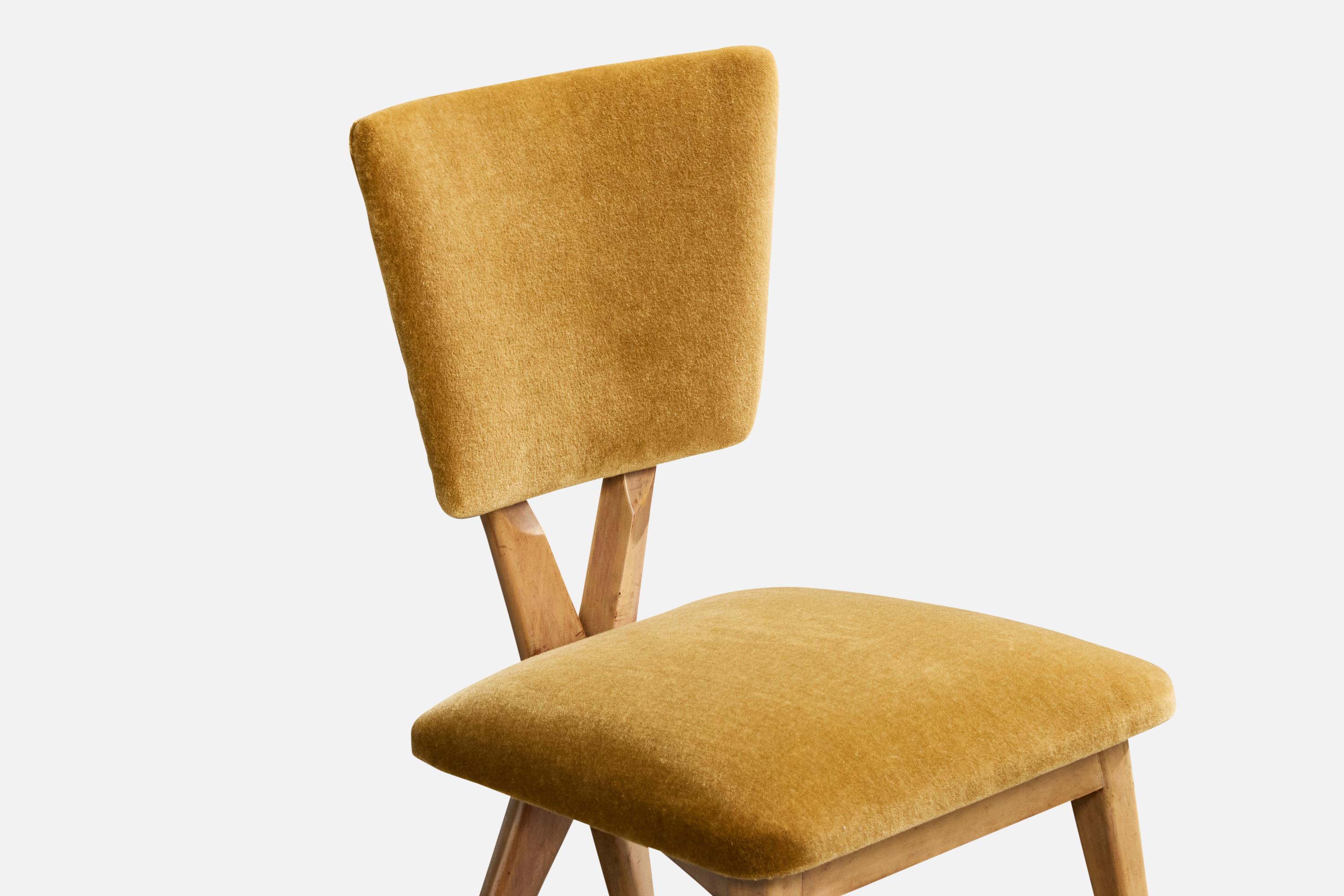 Velours Samuel Shulman, chaise d'appoint, Wood Wood, Velvet, Brésil, années 1950 en vente