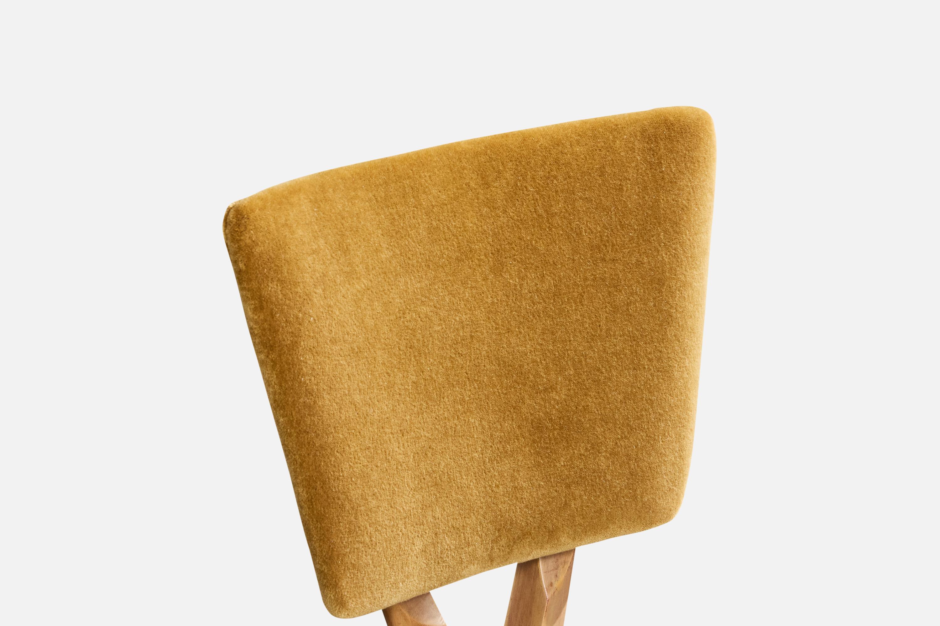 Samuel Shulman, chaise d'appoint, Wood Wood, Velvet, Brésil, années 1950 en vente 1