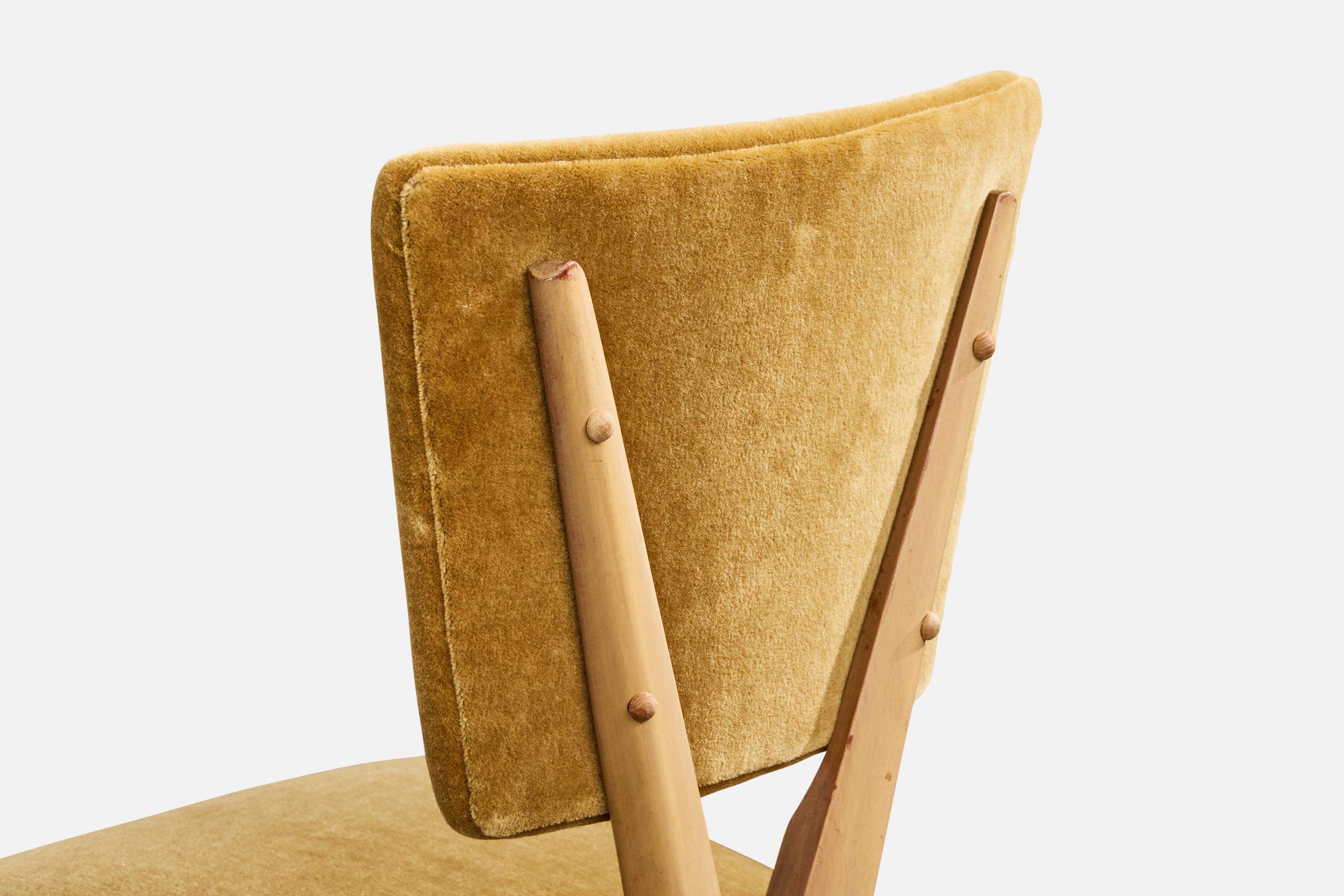 Samuel Shulman, chaise d'appoint, Wood Wood, Velvet, Brésil, années 1950 en vente 2