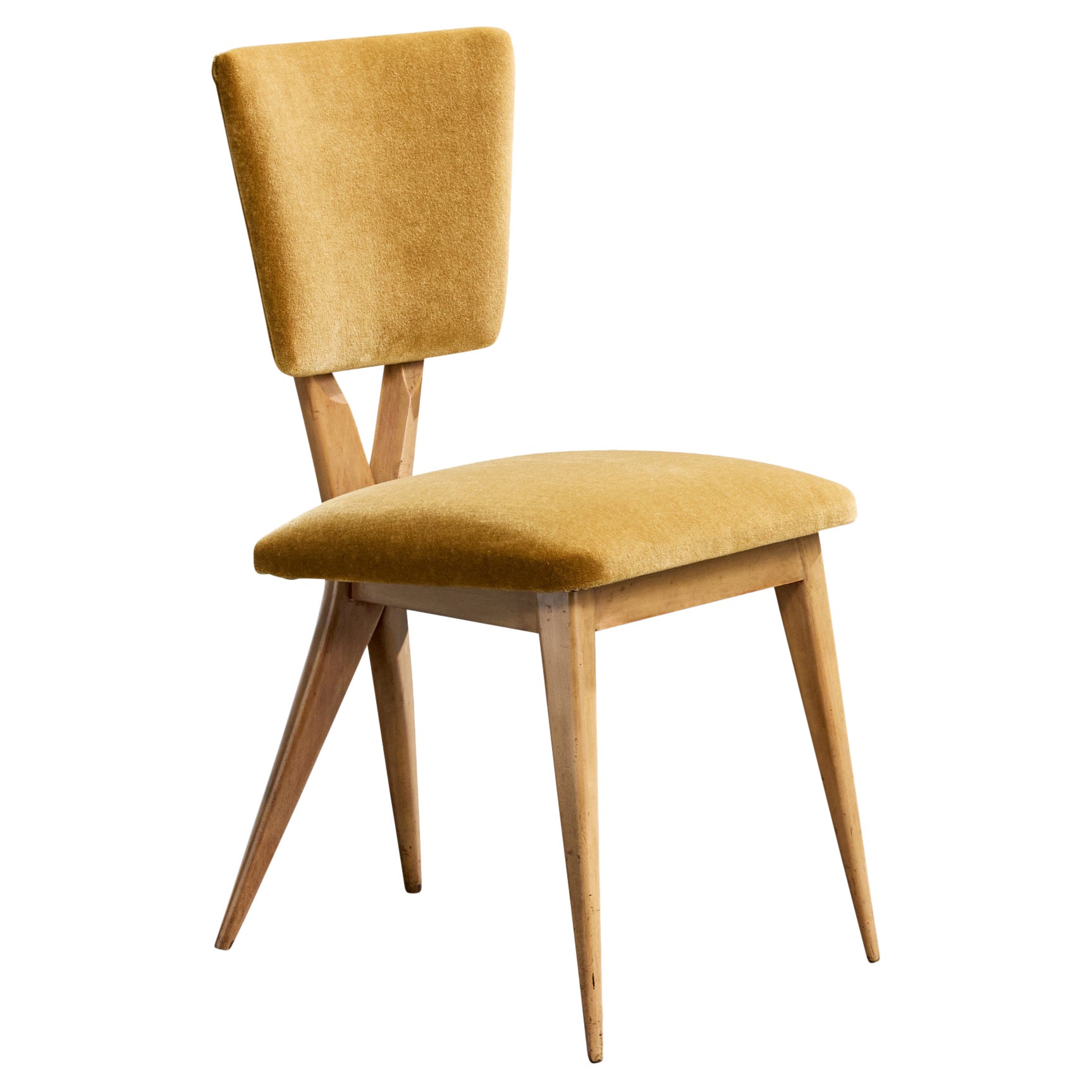 Samuel Shulman, chaise d
appoint, Wood Wood, Velvet, Brésil, années 1950 en vente